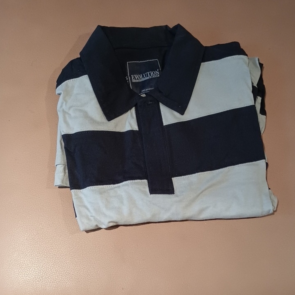 Revolution Men's Navy and White Polo